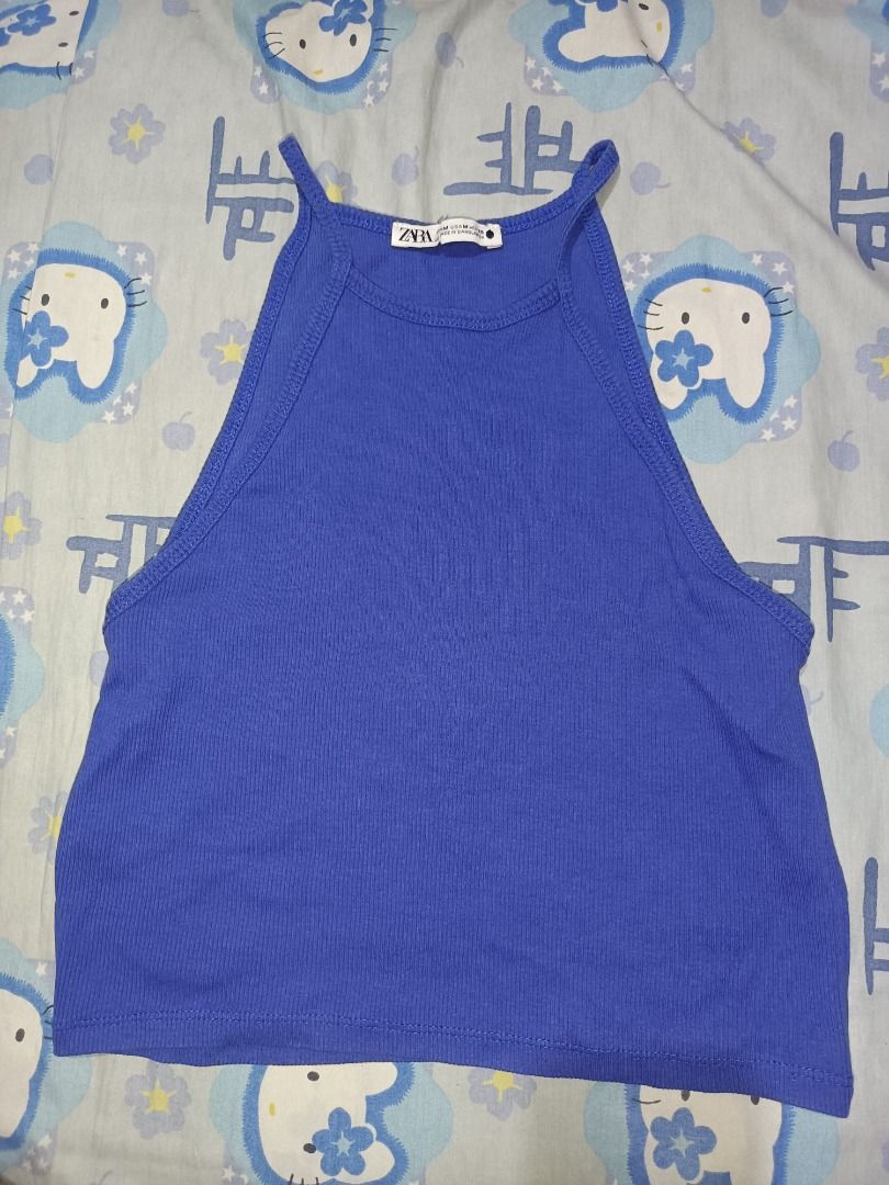 Zara Blue Ribbed Halter Neck Crop Top (Category: Sleeveless) located in Manila. Submitted by noteileen110759 (Listing ID 1455997433, Image 1). Description: Size small No issue Location: Malate, Manila .