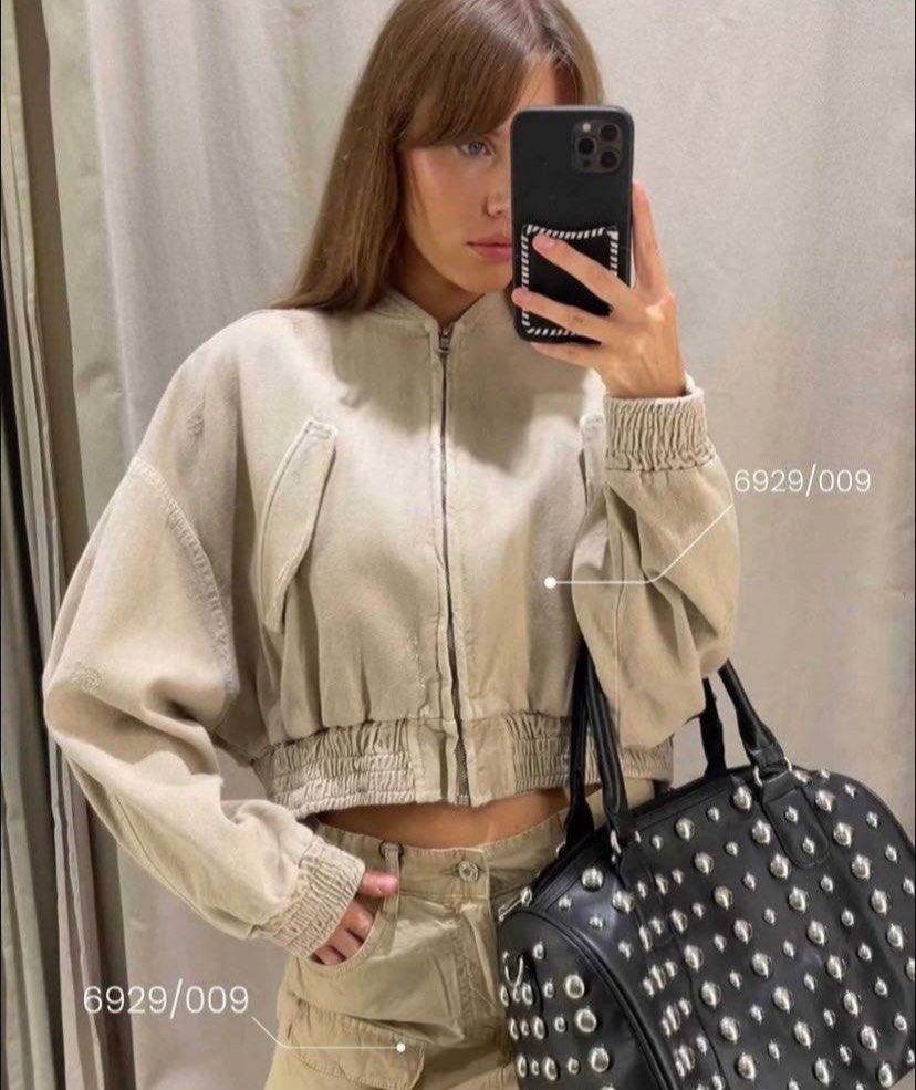 Zara Ripped Plush Bomber Jacket (Category: Coats, Jackets and Outerwear) located in Nagcarlan. Submitted by snccollection (Listing ID 1455991886, Image 1). Description: Worn once/twice. 9.8/10 Condition. Zara cropped bomber jacket - Neutral beige color - Zip-up front - Elasticated cuffs and hem - Distressed, ripped effect - Two front pockets - Model number: 6929/009 RFS: wrong size/doesn’t fit .