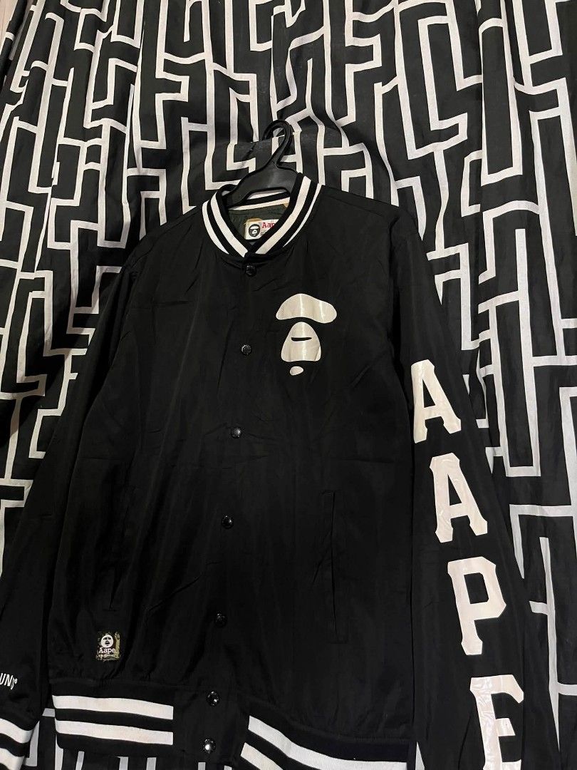 Aape Varsity Jacket (Category: Activewear) located in Manila. Submitted by bibiiii131998 (Listing ID 1456143497, Image 3). Description: Aape Varsity Jacket Details W23 L29 Large to xl fit ₱850 Loc.Baclaran Paranaque.