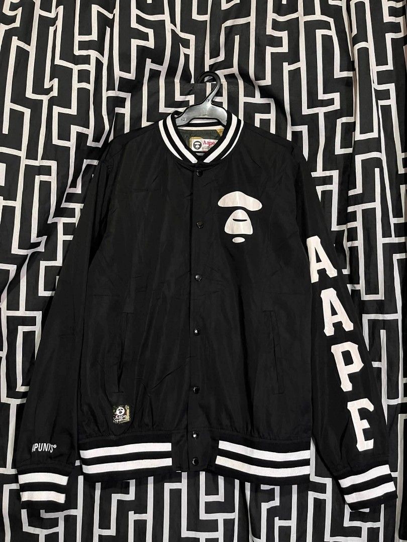Aape Varsity Jacket (Category: Activewear) located in Manila. Submitted by bibiiii131998 (Listing ID 1456143497, Image 1). Description: Aape Varsity Jacket Details W23 L29 Large to xl fit ₱850 Loc.Baclaran Paranaque.