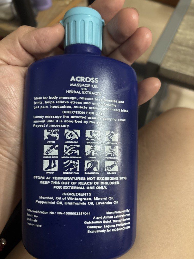 Across massage oil (Category: Body Care) located in Manila. Submitted by vintageaccessories (Listing ID 1456064289, Image 2). Description: .