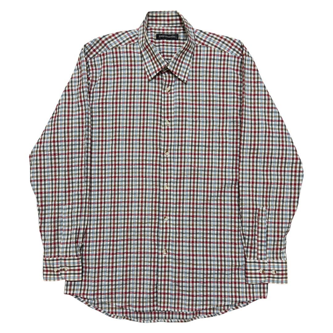Berio Allemagne Check Pattern Seersucker Shirt (Category: Tshirts & Polo Shirts ) located in Dinalupihan. Submitted by brokencasket (Listing ID 1456201767, Image 1). Description: Berio Allemagne Check Pattern Seersucker Shirt Size L on tag. Measurements on photo. Color may vary due to lighting..