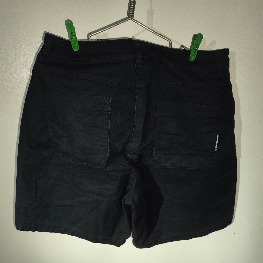 Black Diamond Men's Shorts Size 32 Black (Category: Shorts) located in Antipolo. Submitted by alphaomega_fox (Listing ID 1456153593, Image 2). Description: - Brand: Black Diamond - Size: 32x17 - Origin: Made in Pakistan - Color: Dark (likely black) - Closure: Button and zip - Pockets: Two back pockets with stitching detail - Fabric: Cotton, Polyester, Elastane blend - Ideal for: Outdoor activities or casual wear 300 plus sf last price.