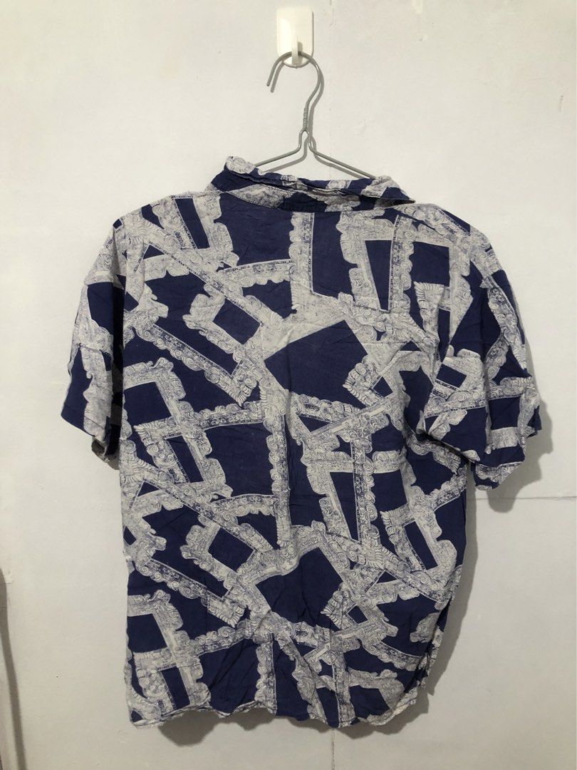 (M-XL) STYLED IN JAPAN blue button down polo (Category: Coats, Jackets and Outerwear) located in Manila. Submitted by kariarki (Listing ID 1456135172, Image 3). Description: blue button down polo perfect for outerwear. very flowy and airy. has issues sa part ng shoulder. fixable if you know how to stitch (see last two photos) best fits m-l. fits up to xl. length 23in width 19in 📍 San Miguel, Manila 💳 GCash, Maribank 📦 J&T, Lalamove - no rush s