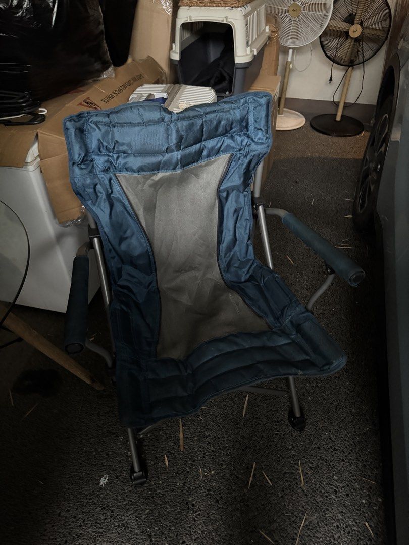 Blue Camping Folding Chair with Mesh Back (Category: Chairs) located in Quezon City. Submitted by mrzdc888 (Listing ID 1456098807, Image 2). Description: - Blue camping chair with breathable mesh back - Cup holder included - Folds compactly for easy storage and transport - Durable and sturdy metal frame - Ideal for camping, outdoor events, or home use - Minor cosmetic scuffs on frame from storage, doesn't affect functionality - Ready for your nex