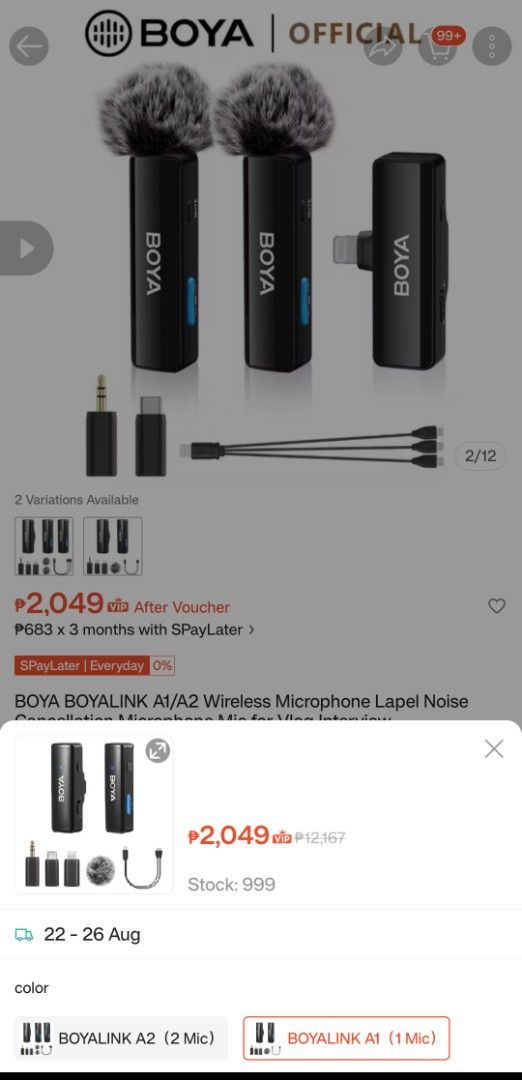 BOYA Boyalink A2 Wireless Microphone (1 Mic Set) - Like New & Complete Accessories (Category: Microphones) located in Muntinlupa City. Submitted by totmea (Listing ID 1456210961, Image 3). Description: complete and looks just like new! It's the perfect companion for your vlogs, interviews, and content creation because of its crystal-clear audio and reliable background noise reduction. It has been well-taken care of and is ready to use right away 