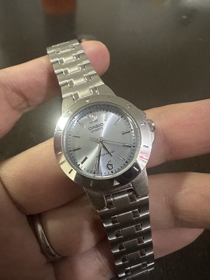 Casio Quartz Stainless Steel Watch (Category: Women's Watches) located in Quezon City. Submitted by mihoho13 (Listing ID 1456143285, Image 2). Description: - Silver Casio Watch - Quartz Movement - Water Resistant - Metal Strap with Fold-over Clasp - Simple & Classic Design - Great for Everyday Wear - Works Well.