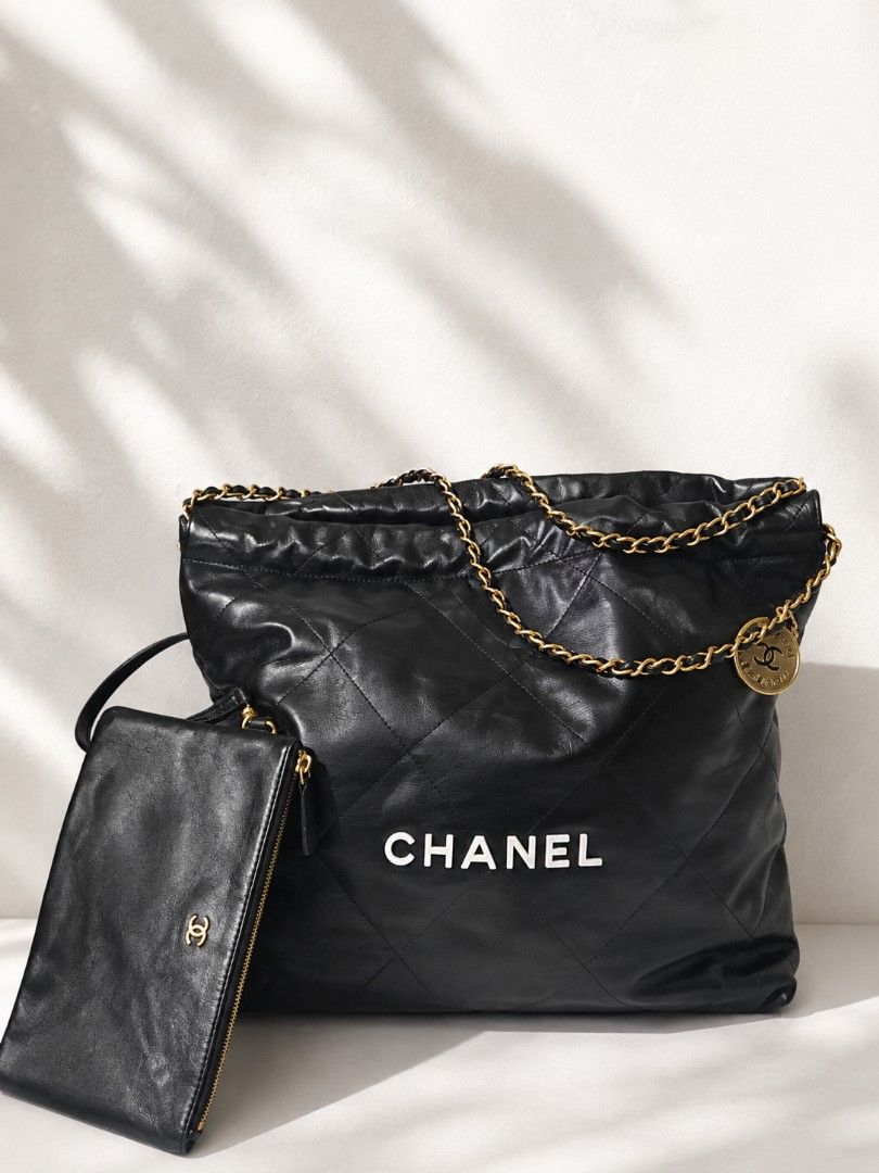Chanel 22 black in gold hardware (Category: Luxury Bags & Wallets) located in Pateros City. Submitted by hoarderhub (Listing ID 1456211671, Image 1). Description: Chanel 22 Black Calfskin in Gold hardware, white enamel logo ✨ Returns & refunds accepted. I'm a buyer too, so I know how easy it is to make an impulse purchase (sometimes for that little dopamine boost! 😅). As a fellow bag lover—and a bit of a hoarder—I'm trying to declutter, but I al
