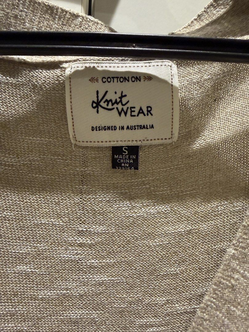 Cotton on long knit cardigan (Category: Coats, Jackets and Outerwear) located in Makati City. Submitted by nmvs1 (Listing ID 1456149663, Image 2). Description: Cotton on beige knit long cardigan Small can fit till semi large frame Worn in good condition Minimal back snatch barely noticable see last photo.