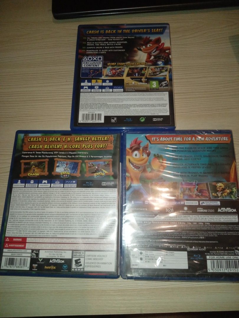 Crash Bandicoot PS4 Games Bundle (Category: PlayStation) located in Lipa City. Submitted by gabesfinds (Listing ID 1456159802, Image 2). Description: Crash bundle, all in like new condition Meetup in lipa city area Thanks for Looking :).