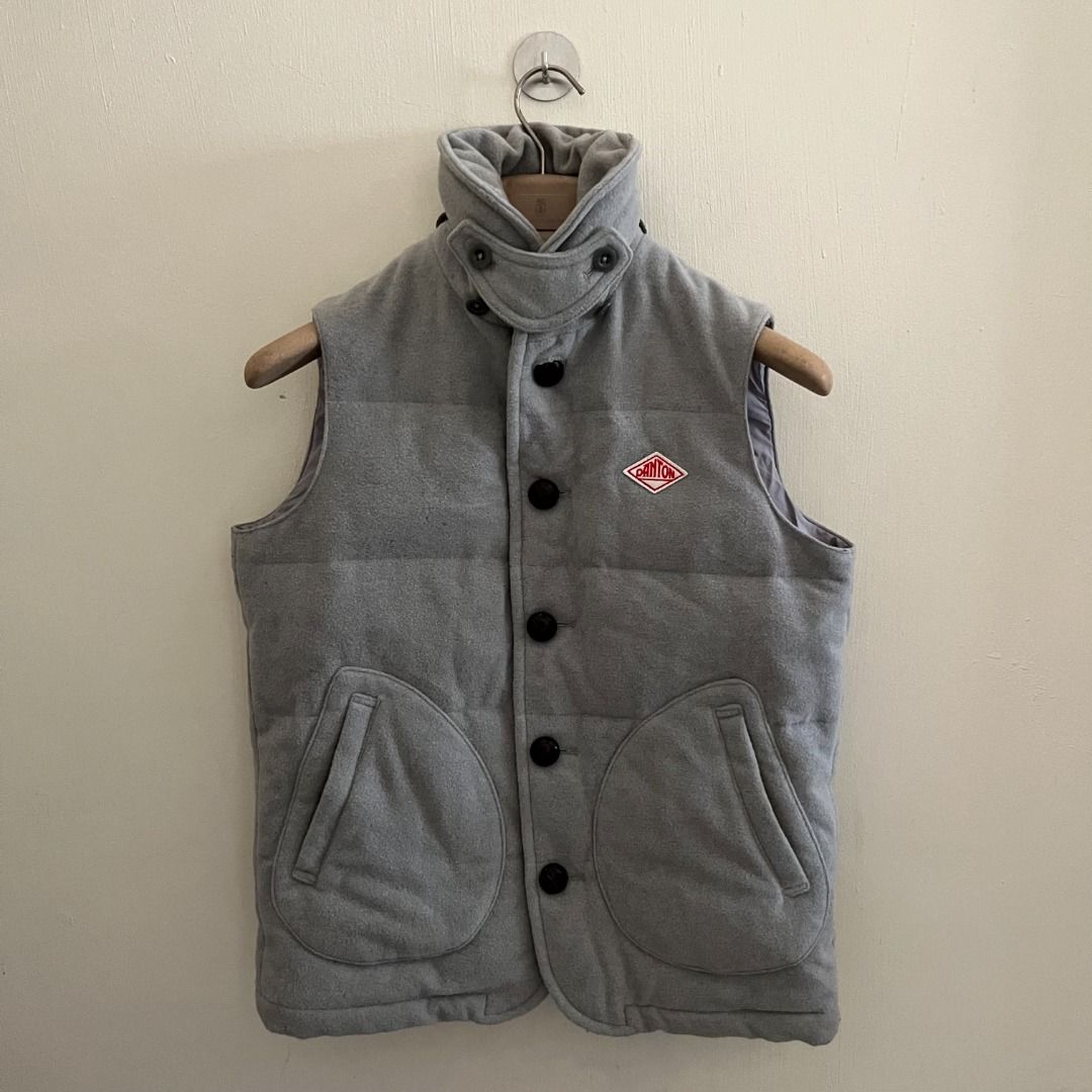 Danton x Beams Wool Mossa Down Vest (Category: Vests) located in Quezon. Submitted by _babypluto (Listing ID 1456171759, Image 2). Description: Size on tag: 34 Flaw: Missing Hood Dimensions: L: 24.5 W: 19.5 Note: actual color of the item may change due to lighting. .