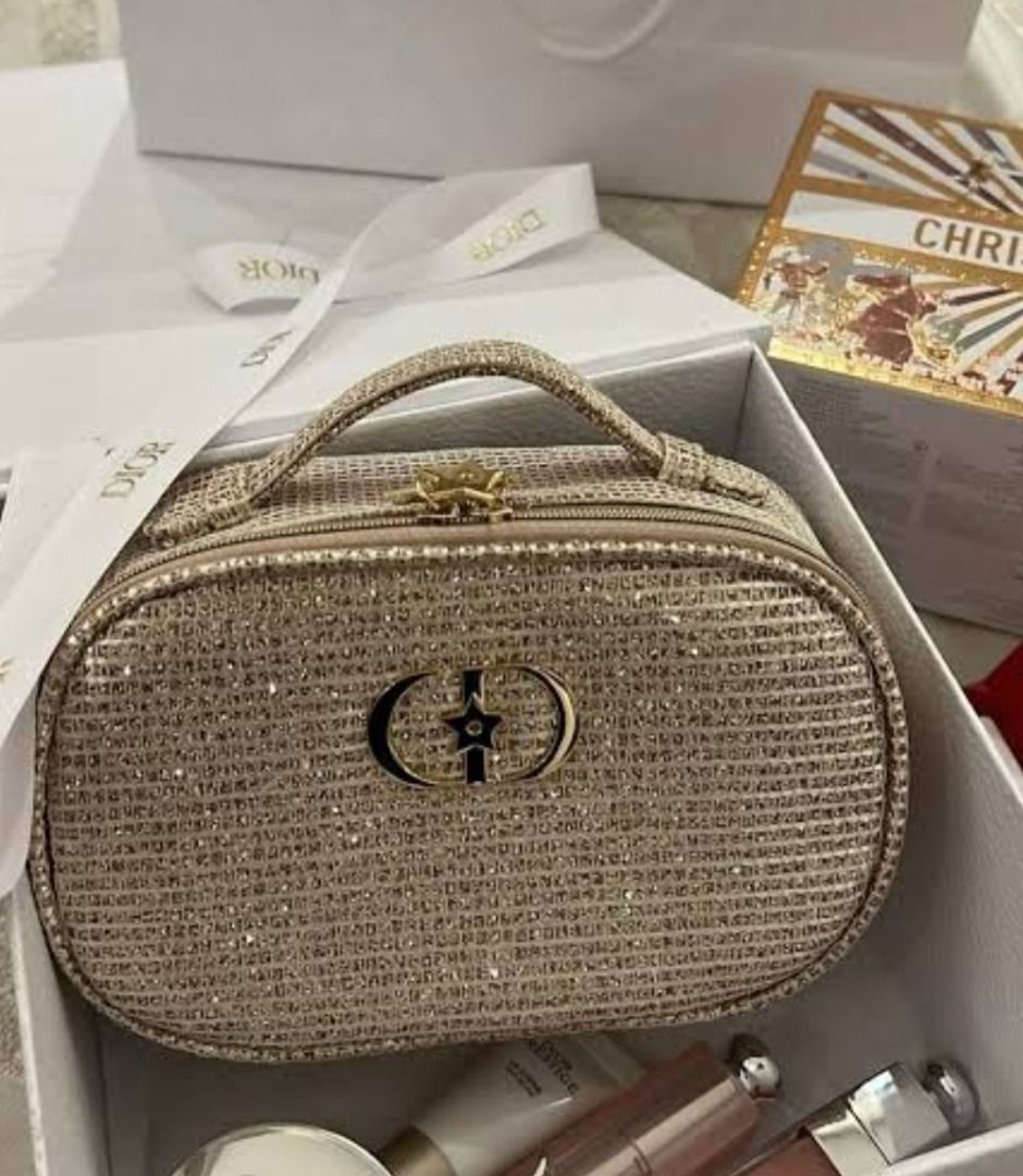 Dior Glitter Vanity Case with box GWP (Category: Luxury Bags & Wallets) located in Caloocan City. Submitted by refreshmycloset444 (Listing ID 1456194953, Image 3). Description: - Sparkly Dior vanity case with a beautiful shimmer - Features a secure zipper closure - Ideal size for carrying essentials - Perfect for travel or everyday use With box Brandnew Original gwp.