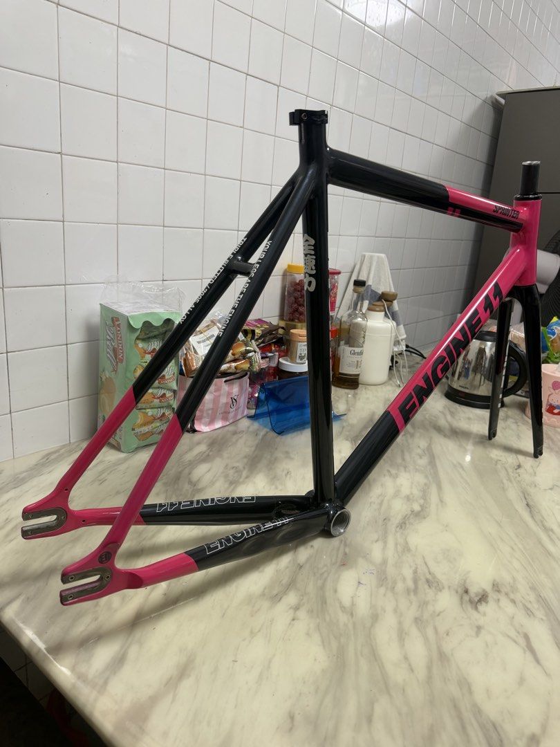 Engine 11 sprinter frameset (Category: Bicycles) located in Singapore. Submitted by boliaoshop (Listing ID 1456220570, Image 3). Description: Pink Engine 11 Sprinter Frameset — Collector’s Piece * Size 54 * Condition: 10/10 * Extremely rare and hard to find * Possibly one of the best-condition examples left * Bought brand new from Fixed Industry for $2,100 * Selling at a loss A true collector’s piece / holy grail for Engine 11 fans. This frameset