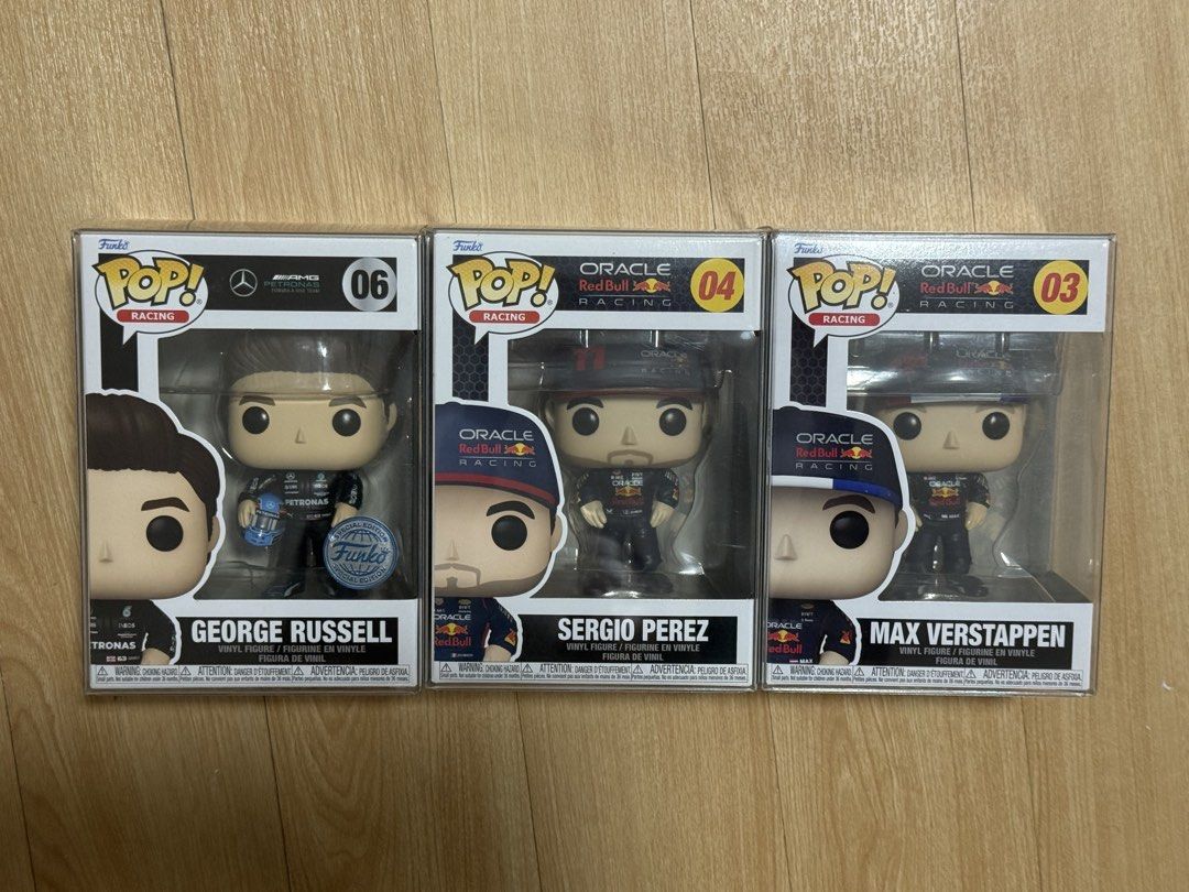 F1 Funko Pop Sergio Perez (Category: Designer & Blind Box Toys) located in Pasig City. Submitted by alyannamm (Listing ID 1456219955, Image 1). Description: Max Verstappen - 800 SOLD George Russell - SOLD Sergio Perez - 500 (firm with price) all are with protective covers RFS: not collecting funkos anymore DM for photos. meet ups are preferred so you can check the condition mod: lalamove/grab mop: gcash/gotyme.