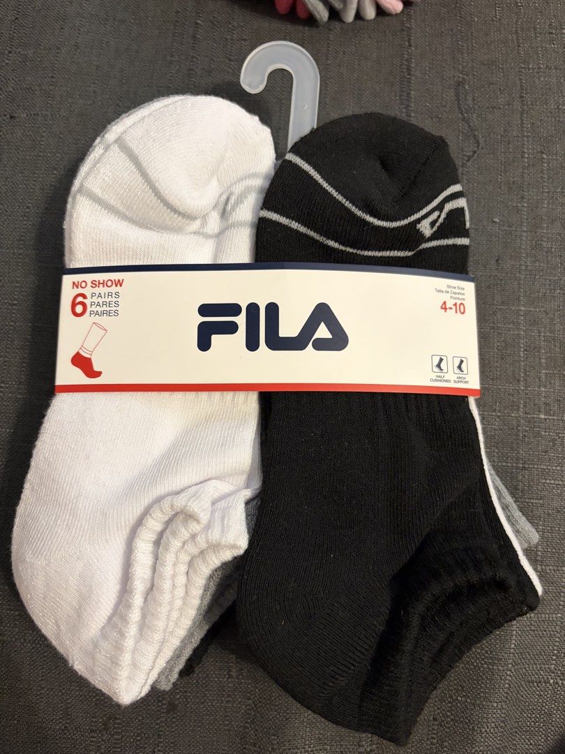 FILA No Show Socks 6 Pairs (Category: Socks) located in Quezon City. Submitted by loca93 (Listing ID 1456159431, Image 1). Description: - 6-pack of FILA no-show socks - 100/pair sold per pack.