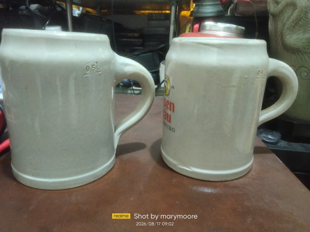 German vintage ceramic beer. Mugs (Category: Coffee & Tea Tableware) located in Manila. Submitted by moranolito25893 (Listing ID 1456062250, Image 2). Description: 2pcs 500ml.