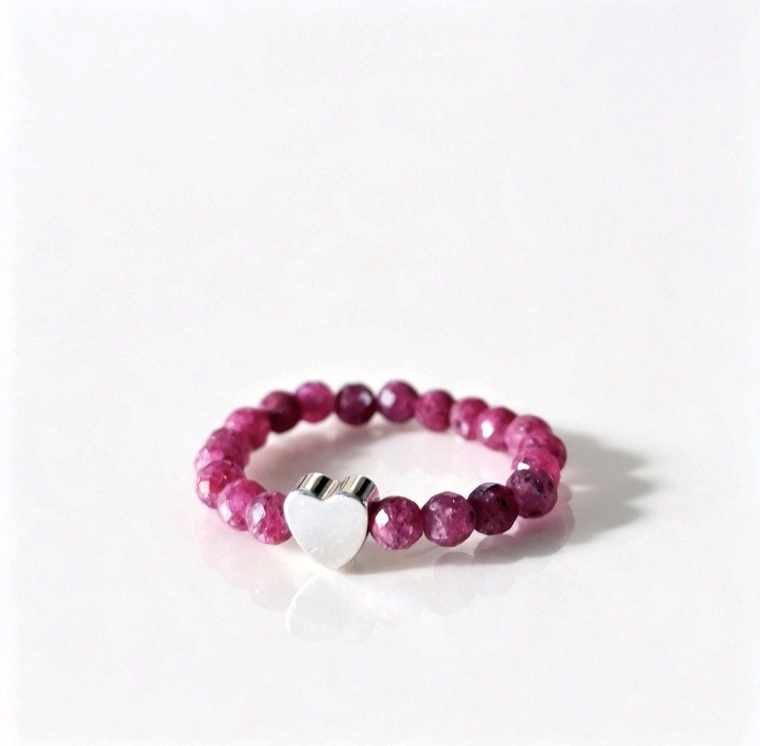 High Quality Nature stone Ruby Beaded Ring (Category: Rings) located in Quezon City. Submitted by ana-chan (Listing ID 1456058231, Image 2). Description: Ruby beaded stretchy ring with a silver heart charm. Easy to wear, adds color to any outfit. Great gift!.