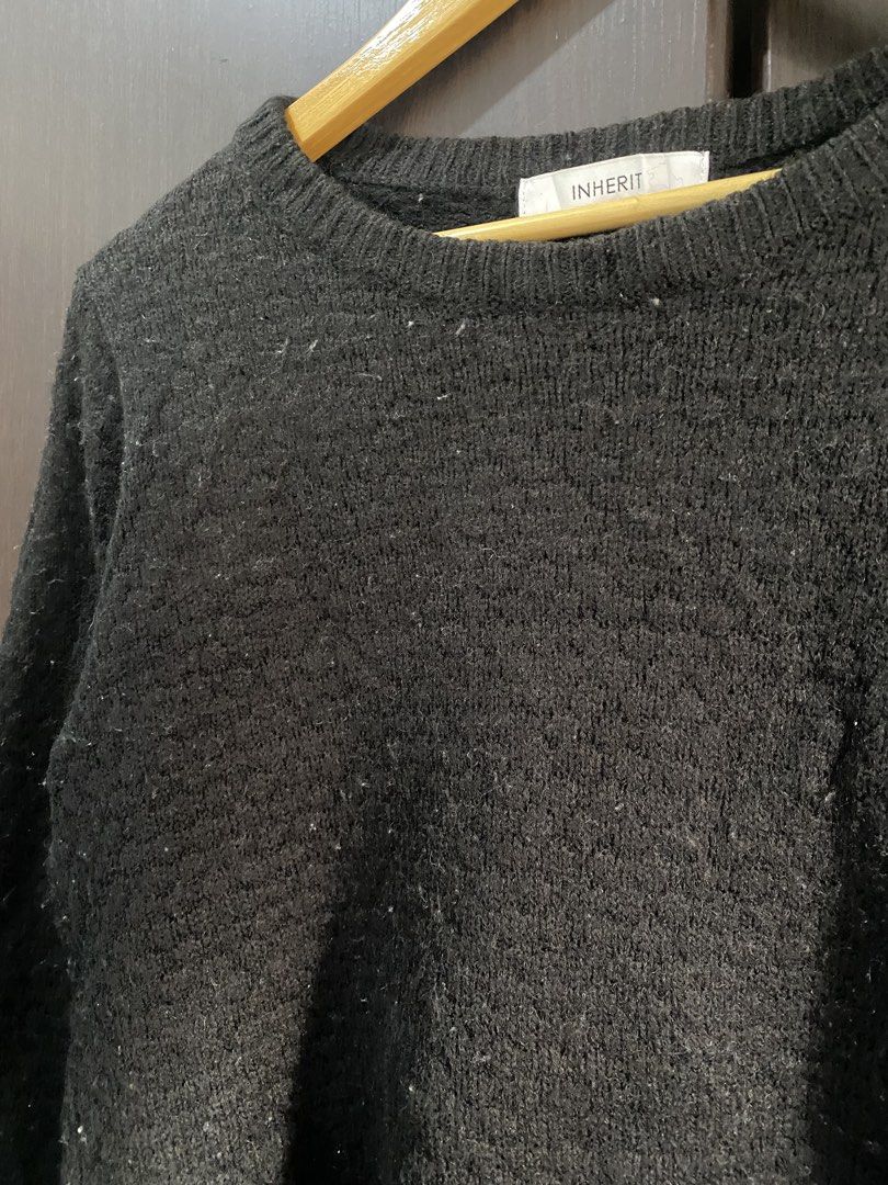 Inherit Black Crewneck Knit Sweater (Category: Coats, Jackets and Outerwear) located in Cavite. Submitted by grabanddeclutter (Listing ID 1456083362, Image 2). Description: Inherit Black Crewneck Knit Sweater • No issues in great condition po, pede sa babae at lalake. Knitted sweater ✅ • Color rate 9.6/10 • Dimensions: W18 L24 • ₱250 + SF fixed price • Location: Dasmarinas Cavite can ship via J&T (₱74 only if around ncr or luzon) or lalamove No C