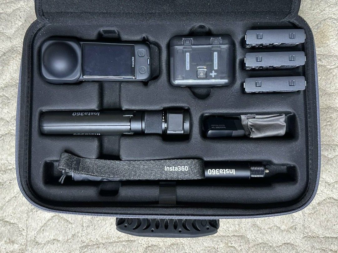 Insta360 Accessories (Category: Tripods & Monopods) located in Manila. Submitted by tan.sofiaa (Listing ID 1456055785, Image 1). Description: RFS: will upgrade Cynova charging hub + 2 extra batteries - ₱4,400 Diving case - ₱3,500 3m selfie stick - ₱2,900 Bullet time selfie stick - ₱1,800 Triple suction car mount - ₱1,200 Cynova carry case - ₱1,000 Mic adapter - ₱800 Insta360 wrist strap - ₱375 Floating handle - ₱350 Mic bracket + adapter cord - ₱