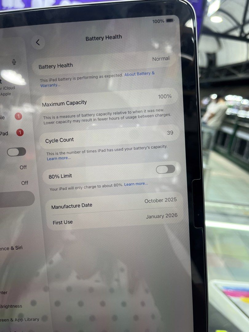 Ipad Air M3 (256gb) (Category: iPad) located in Manila. Submitted by delia.gem (Listing ID 1456146399, Image 1). Description: 100% original secondhand 100% battery health No hidden issue No scratches 256gb Wifi only Comes with original box and replacement charger only Still have warranty until January 2027 Location: 2nd floor Centermall Greenhills shopping center (stall number: V-06).