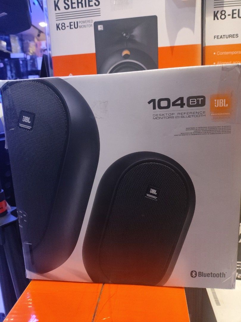 JBL 104BT Desktop Reference Monitors with Bluetooth (Category: Soundbars, Speakers & Amplifiers) located in Caloocan City. Submitted by jejifer0727 (Listing ID 1456078127, Image 1). Description: - JBL 104BT Desktop Reference Monitors - Bluetooth Connectivity - Ideal for Studio Work or Music Listening - Comes in Original Packaging - Feel free to ask questions!.