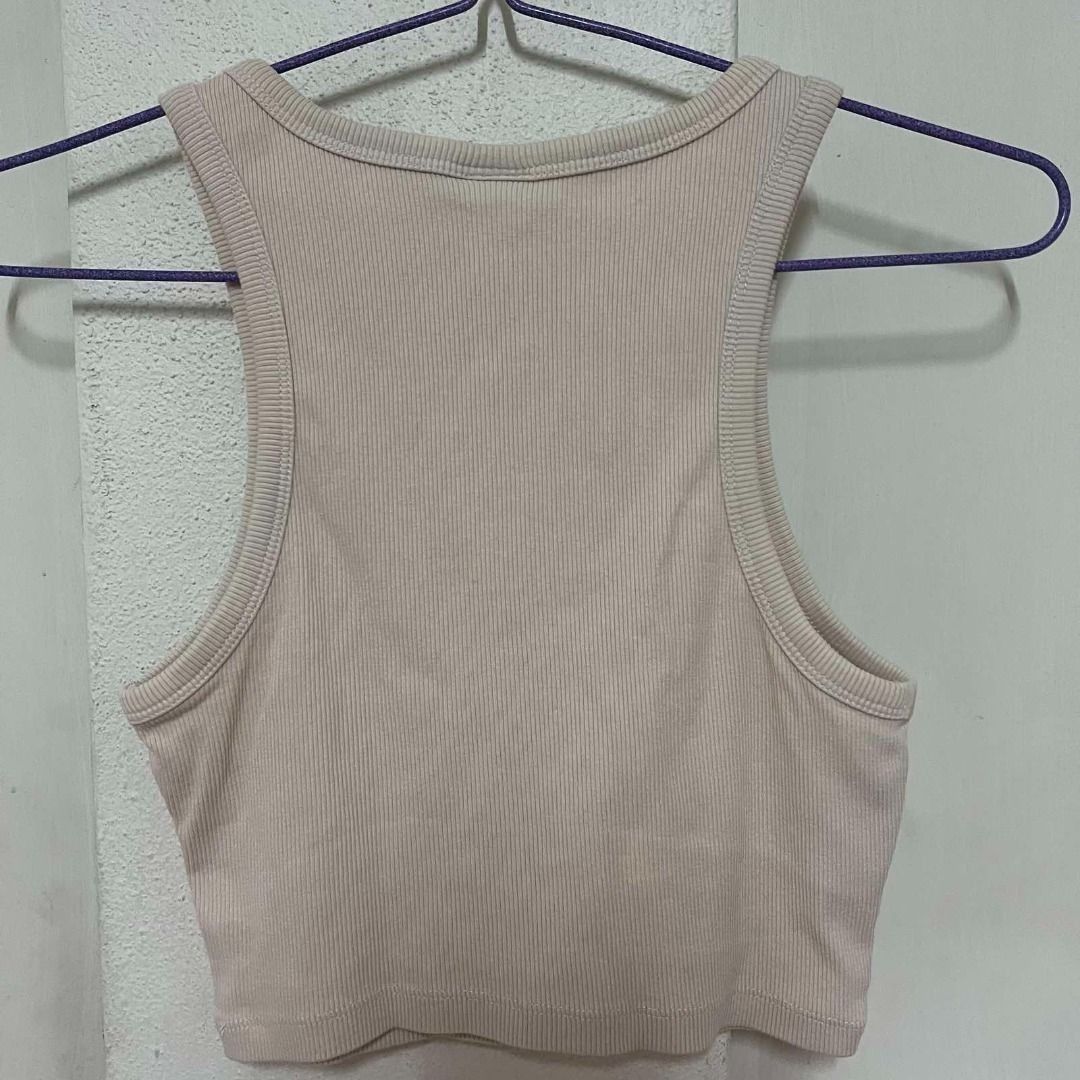 Light Taupe Cropped Ribbed Vest Top (Category: Sleeveless) located in Mabalacat. Submitted by keb-a (Listing ID 1456075960, Image 3). Description: 🍒 — small — b: 32~34" — w: 24~26" — l: 15” 🍒 — ribbed fabric — cropped length — sleeveless / vest cut — stretch fit 🍒 — mop: gcash — mod: j&t.