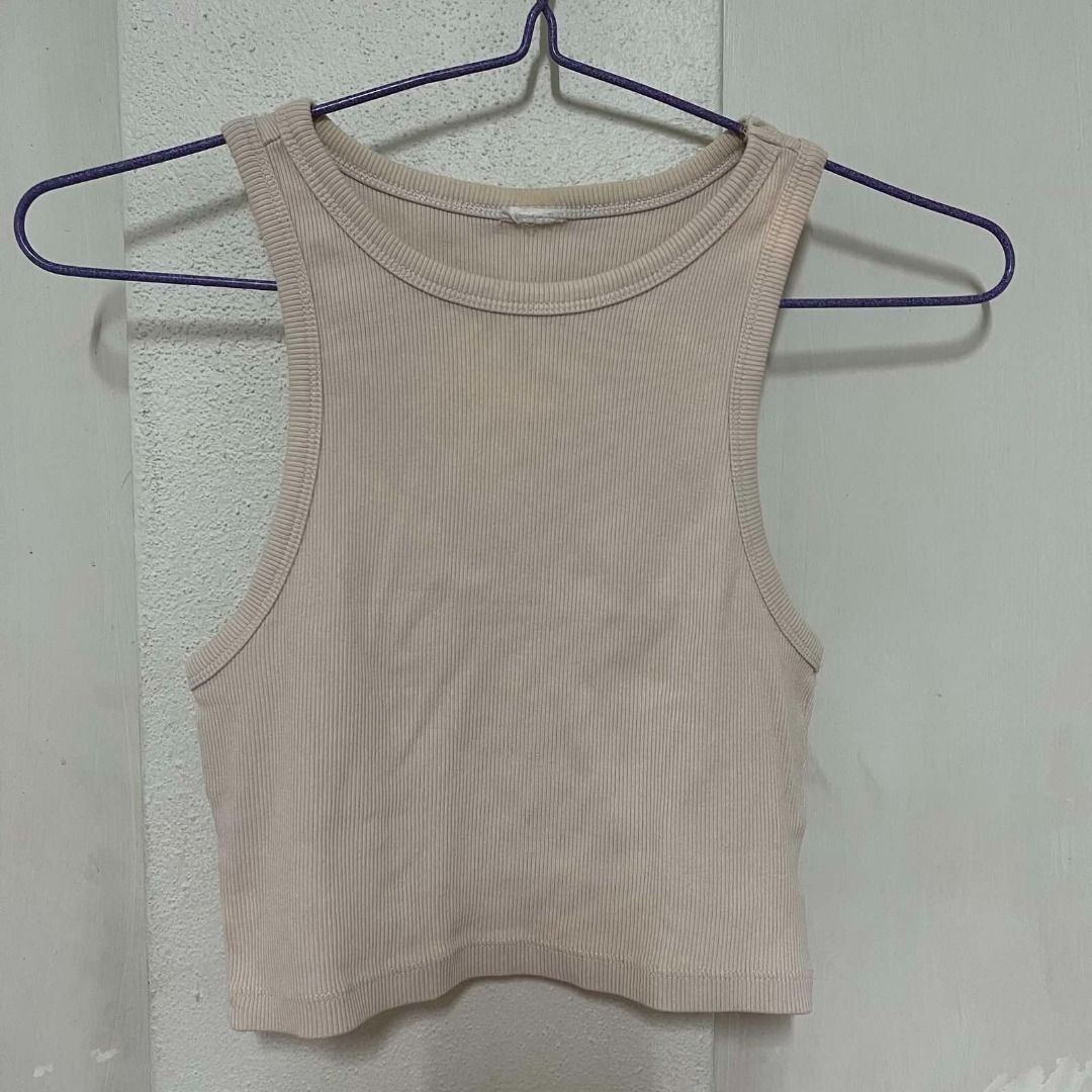 Light Taupe Cropped Ribbed Vest Top (Category: Sleeveless) located in Mabalacat. Submitted by keb-a (Listing ID 1456075960, Image 2). Description: 🍒 — small — b: 32~34" — w: 24~26" — l: 15” 🍒 — ribbed fabric — cropped length — sleeveless / vest cut — stretch fit 🍒 — mop: gcash — mod: j&t.