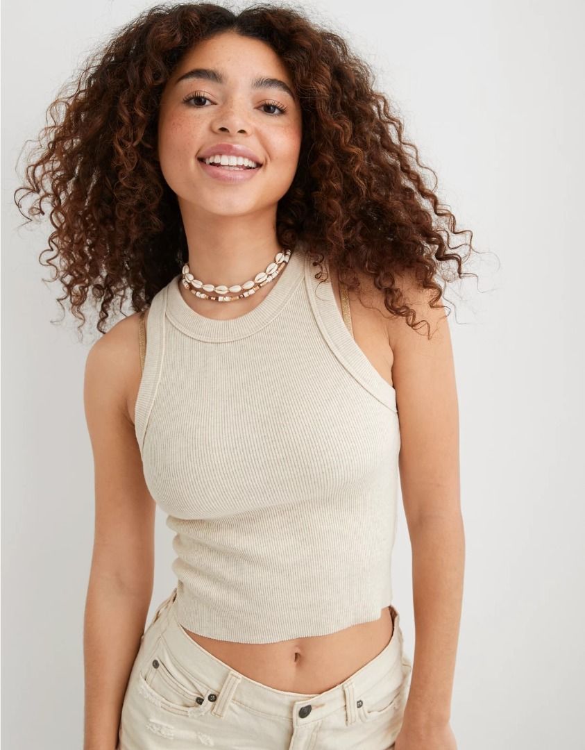 Light Taupe Cropped Ribbed Vest Top (Category: Sleeveless) located in Mabalacat. Submitted by keb-a (Listing ID 1456075960, Image 1). Description: 🍒 — small — b: 32~34" — w: 24~26" — l: 15” 🍒 — ribbed fabric — cropped length — sleeveless / vest cut — stretch fit 🍒 — mop: gcash — mod: j&t.