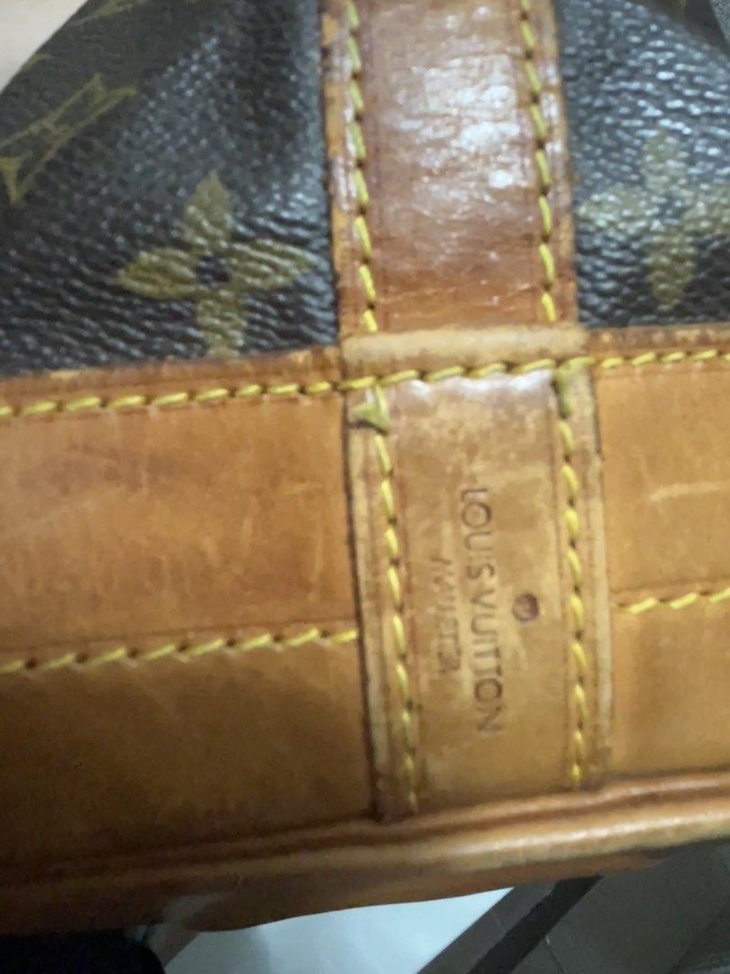 Louis Vuitton Monogram Bucket Bag GM (Category: Luxury Bags & Wallets) located in Paranaque City. Submitted by karpalun (Listing ID 1456111366, Image 3). Description: - Classic Louis Vuitton Noe bucket bag - 10.2in width x 13.4in height 7.5in deep - Iconic monogram canvas with leather trim and straps - Secure drawstring closure - Spacious interior - Leather has developed a beautiful patina - Signs of wear on base and straps, consistent with age -