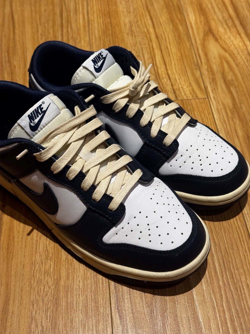 NIKE DUNK NAVY BLUE OFF-WHITE (Category: Sneakers) located in Manila. Submitted by everythinginbetweenbyk (Listing ID 1456195930, Image 3). Description: - Classic Nike Dunks in navy and white - Comes with cream laces - Ideal for casual wear and styling - Size 8W / 25cm - Navy Blue, Off-White sole and laces - Like New condition, used once in US.