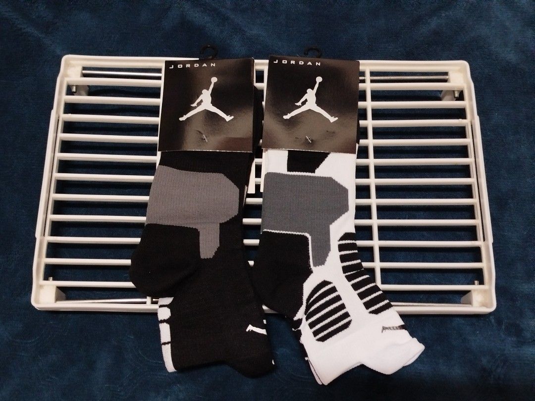 Nike Jordan Basketball Crew Socks (Category: Socks) located in Taguig. Submitted by giango1313 (Listing ID 1456227780, Image 3). Description: - Bundle of 5 pairs of performance basketball socks - 2 pairs of Jordan socks (black/grey, white/grey) - 3 pairs of Nike Elite socks (red/black, blue/yellow, white/red) - All are crew cut style - Designed for sports performance and everyday comfort.