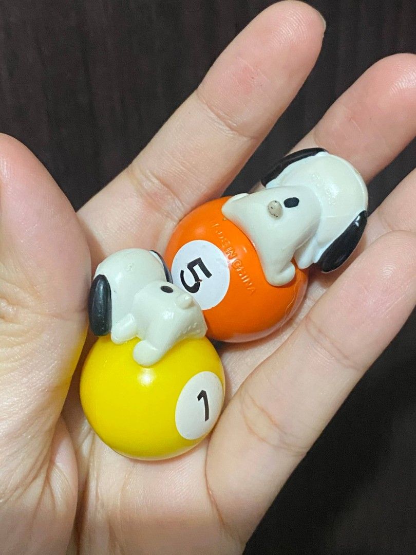 Peanuts Snoopy pool ball toy figures charm keychain (Category: Character Goods) located in Marikina City. Submitted by marisan.collection (Listing ID 1456217930, Image 2). Description: - can be as charms - as is pls check pic for details If you have any questions feel free to PM 🧸 Thank you po!.
