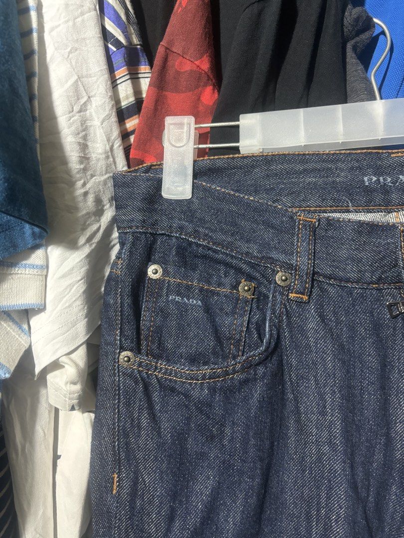 Prada Low Rise Denim Pants (Category: Jeans) located in Manila. Submitted by why_notph (Listing ID 1456197599, Image 3). Description: - No issue - Dimensions: Waistline: 28-30 Length: 37 Leg opening: 8.