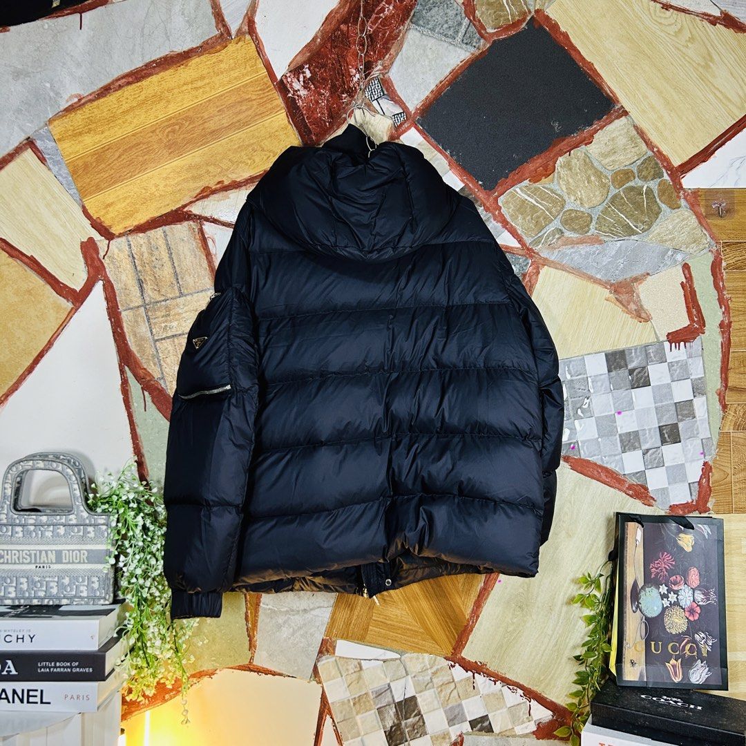 Prada puffer jacket, Luxury, Apparel on Carousell