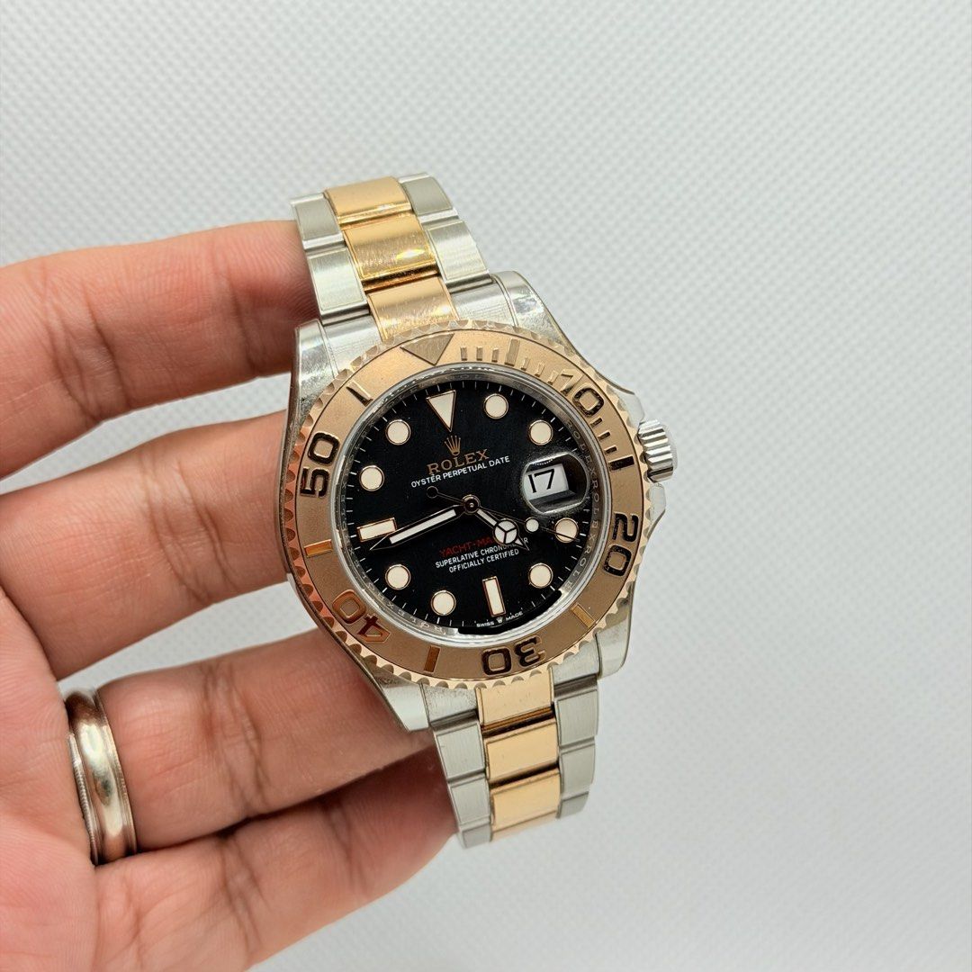 Pre Owned 01/2022 Rolex 126621 Yacht Master 40 Black Dial Half Rose Gold (Category: Watches) located in Singapore. Submitted by worthytime (Listing ID 1456196307, Image 1). Description: 🫵Join our Tele-gram channel for latest updates: worthytime.biz/tele ➡️Rolex 126621 Yacht Master 40 Black Dial Half Rose Gold ➡️January 2022 (1 Year In-House Warranty) ➡️Very Mint Condition (Unpolished) ➡️Protective Stickers Applied ➡️Full Complete Set + White Tag