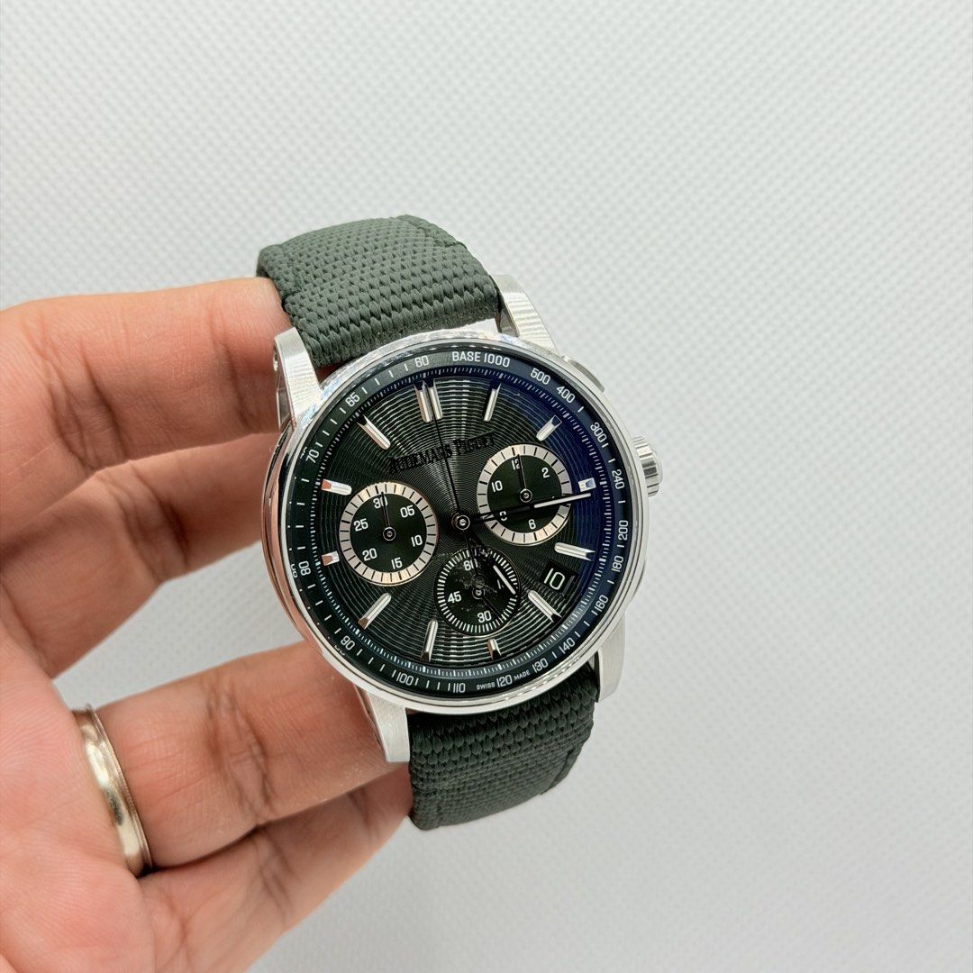 Pre Owned 06/2023 Audemars Piguet Code 11.59 Chronograph Green Dial 26393ST.OO.A056KB.01 Ap ap 26393ST 26393 (Category: Watches) located in Singapore. Submitted by worthytime (Listing ID 1456224315, Image 1). Description: 🫵Join our Tele-gram channel for latest updates: worthytime.biz/tele ➡️Audemars Piguet Code 11.59 Chronograph Green Dial 26393ST.OO.A056KB.01 ➡️June 2023 (5 Years AP International Warranty Till 06/2028) ➡️Well Used Condition (Un