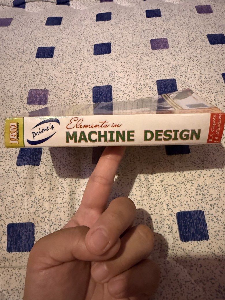 Prime's Elements in Machine Design Pocket Book (Category: Textbooks) located in Marikina City. Submitted by decluttr.fp (Listing ID 1456084319, Image 3). Description: - Machine Design Elements Textbook - Authors: J.A. Mandawe and R.S. Capote - Over 2000 machine design elements in multiple choice tests - Published by Prime Publishers - Excellent reference for engineering students Reason for Selling: - passed the boards! ✨.