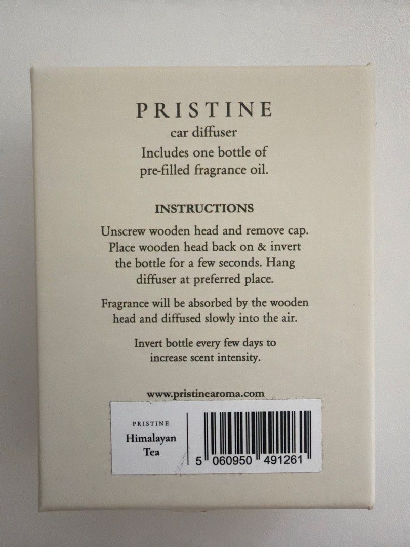 Pristine Car Diffuser - Himalayan Tea (Category: Home Fragrance) located in Singapore. Submitted by xxibii (Listing ID 1456071737, Image 2). Description: Brand new in box sealed. Perfect for gift Scent: Himalayan Tea.
