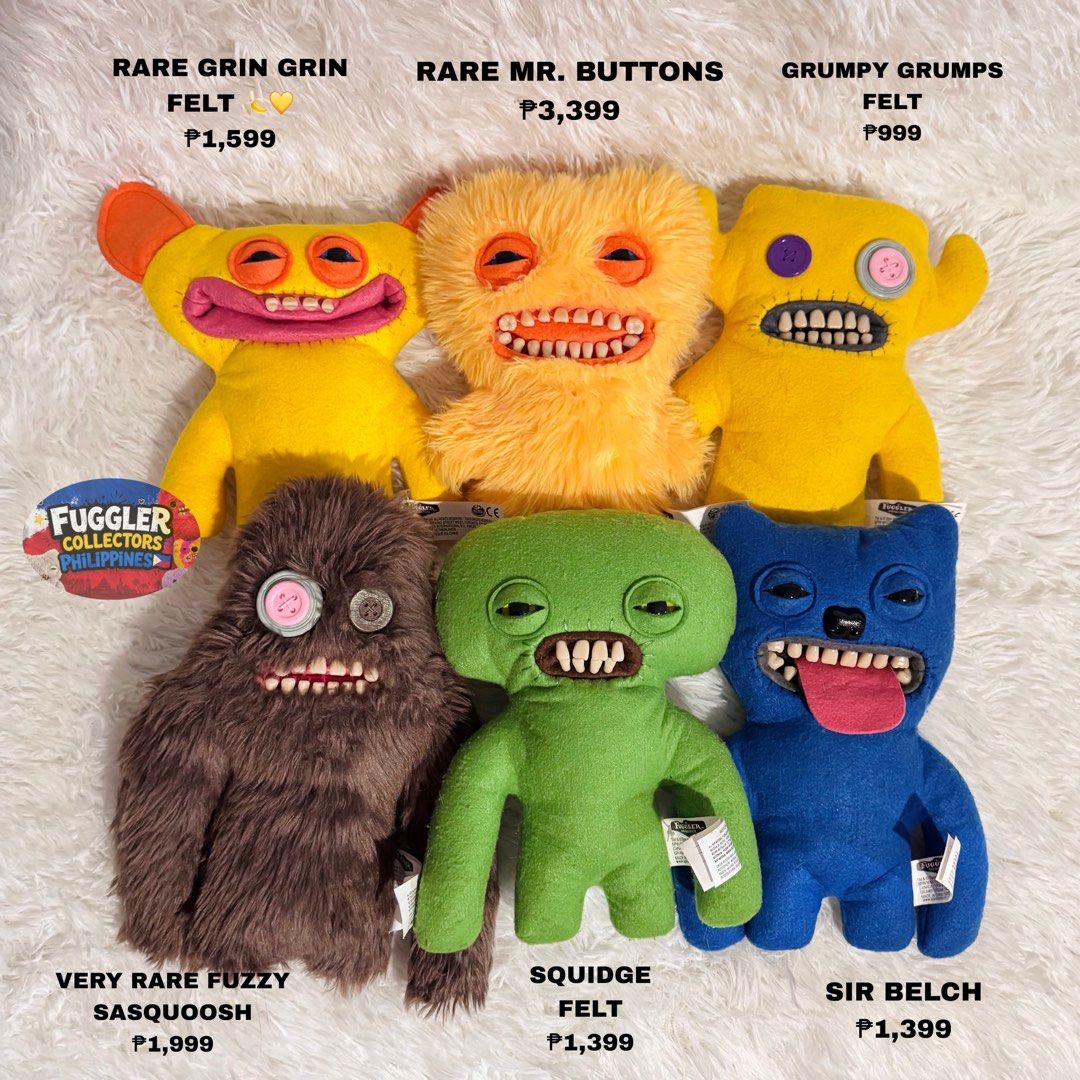 Rare OG Spin Master Fuggler 9” Plushies (Category: Plushies & Soft Toys) located in Caloocan City. Submitted by raeccas.selections (Listing ID 1456111375, Image 1). Description: For sale - double tags - all rares and discontinued ✨ - collectors items! 🦷 RFS: doubles in my collection Can reserve with 50% DP, pay the balance anytime 📦 Location: North Caloocan Courier: Lalamove/J&T starts at ₱49 only Join the Fuggler Collectors Philippines group f