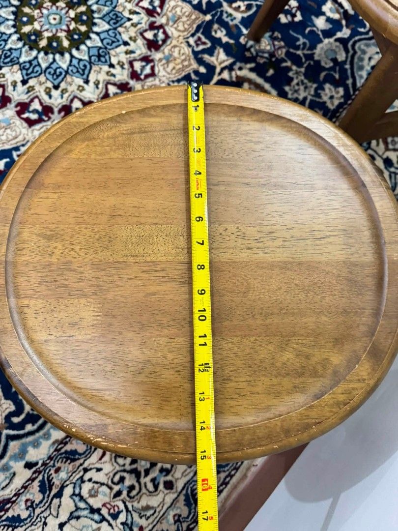 Round Wooden Stool Chair Side Table (Category: Chairs) located in Quezon City. Submitted by dannikkishoppe2 (Listing ID 1456157816, Image 2). Description: Round Wooden Stool Chair Side Table ‼️₱3800 each‼️ Compact sturdy piece that can be used as a stool or small table in your space In good condition - minor scuffs Please manage your expectations as there might be minimal flaws. Color may vary due to lighting, it may appear darker or lighter in p