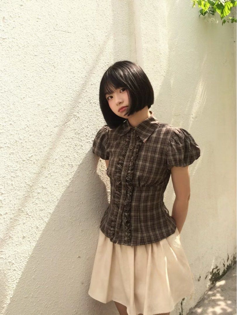Secodee Vietnam | Plaid Ruffle Puff Sleeve Shirt (Category: Blouses) located in Manila. Submitted by stormuno (Listing ID 1455860965, Image 2). Description: Plaid Ruffle Puff Sleeve Shirt from Secodee •Size XS •Collared •Ruffles down the front •Button-up •Puff sleeves •Garterized sleeve openings •Gathered waist detail •Brand new with tags and paperbag •VV PREMIUM FABRIC!! Just bought this yesterday from Vietnam :) •RFS: Too small :(( (the salespe