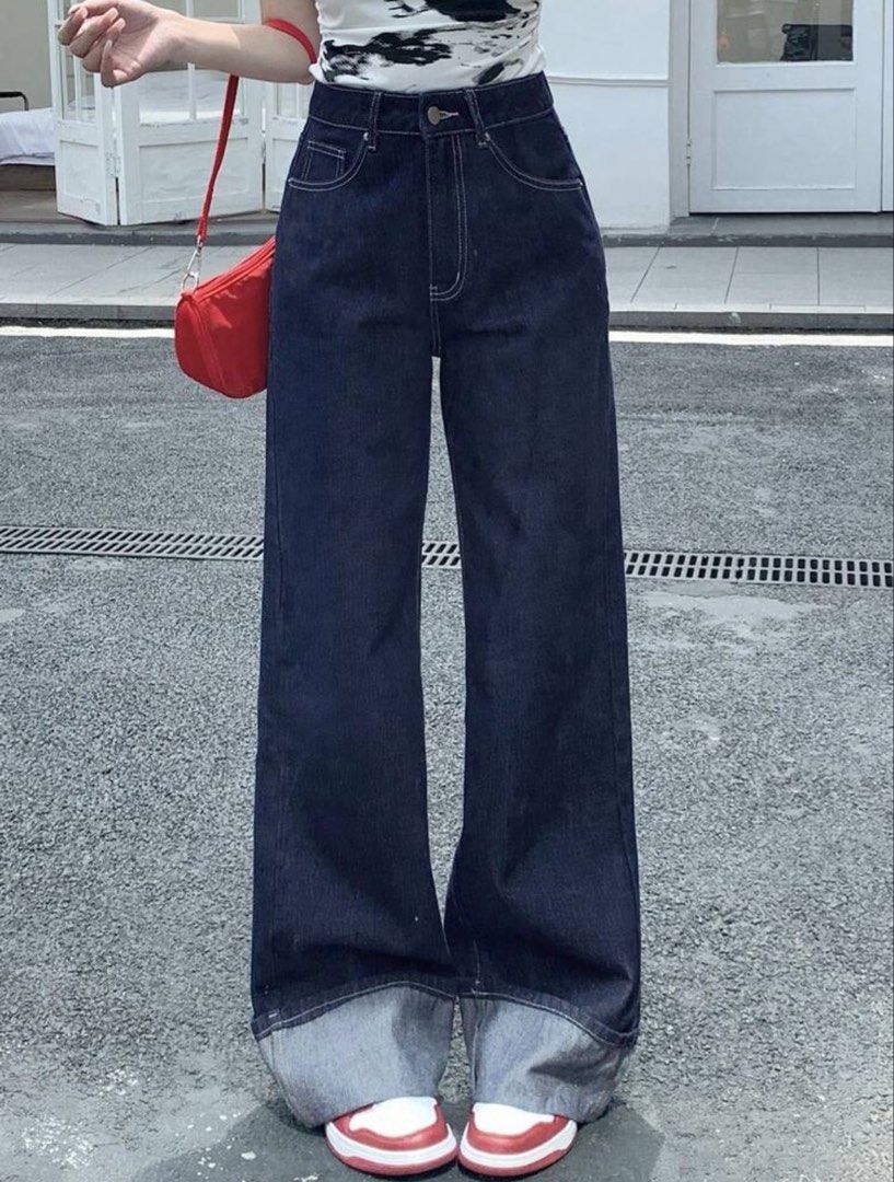 SHEIN Wide Leg Denim Jeans Cuffed Hem (Category: Jeans) located in Antipolo. Submitted by pinkktopaz (Listing ID 1456055902, Image 1). Description: Brand new! Just tried on a couple of times M on tag but fits 24-25 Not bad material tbh even if it’s from shein Quite long on me at 5’2.