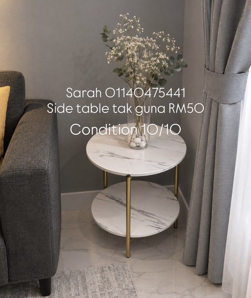 Side table (Category: Tables & Sets) located in Alor Setar. Submitted by sarah.adnannn (Listing ID 1456102001, Image 2). Description: RM50 tak guna Pickup alor setar@kajang.