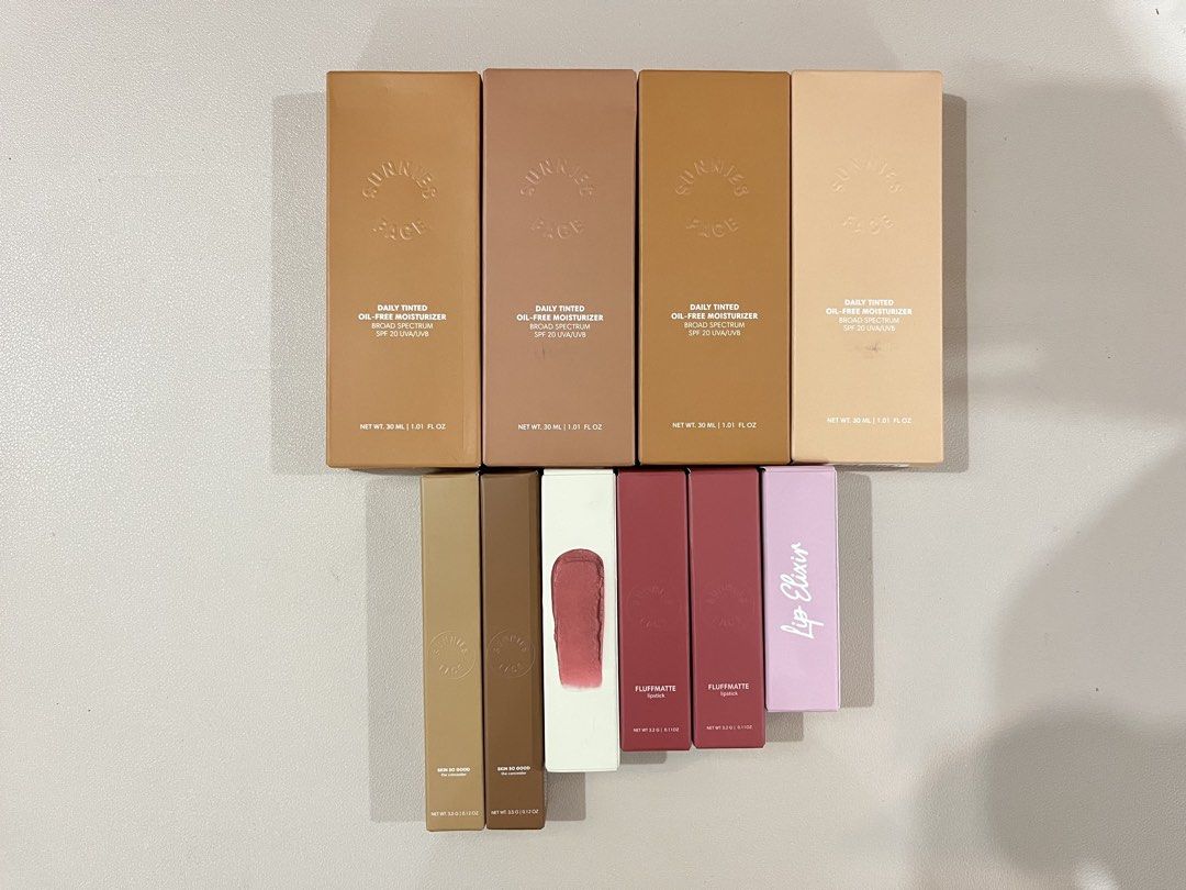 Sunnies Face Bundle 2 (Category: Makeup) located in Burgos. Submitted by allyluz (Listing ID 1456215738, Image 1). Description: All items are brand new. Ready to ship via SPX; 🍊checkout only. Inclusions: Sunnies 10pcs - 2 - 4pcs tinted moisturizer - 2pcs concealer - 1pc lip dip - 2pcs fluffmatte - 1pc lip elixir.