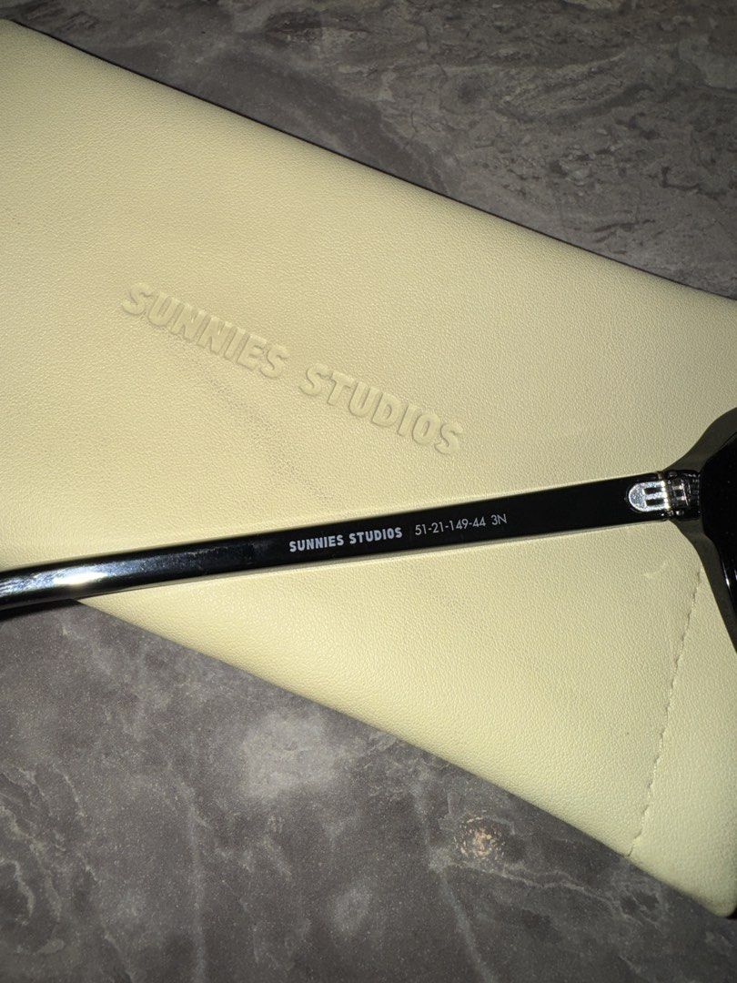 Sunnies Studios Homer in Ink Sunglasses (Category: Sunglasses & Eyewear) located in Quezon City. Submitted by mikarchives (Listing ID 1456156943, Image 3). Description: - Brand: Sunnies Studios - Model: Homer - Color: Ink - Includes: Original case and cleaning cloth.