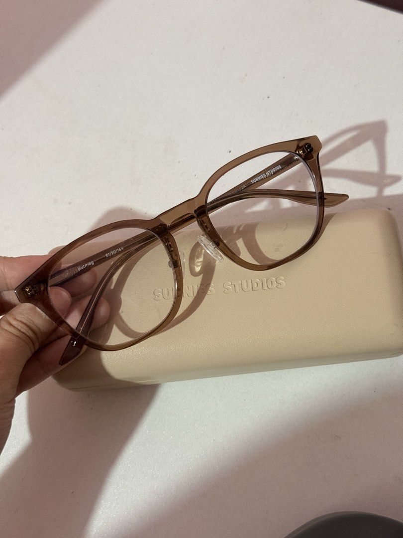 Sunnies Studios Yuri Nutmeg Eyeglasses with Case (Category: Sunglasses & Eyewear) located in Manila. Submitted by tuchiichi (Listing ID 1456158276, Image 2). Description: - Brand: Sunnies Studios - Model: Yuri - Color: Nutmeg - Condition: Includes original case - Note: Prescription lenses required (not included) - Ideal for: Everyday wear - Grade : 50 both.