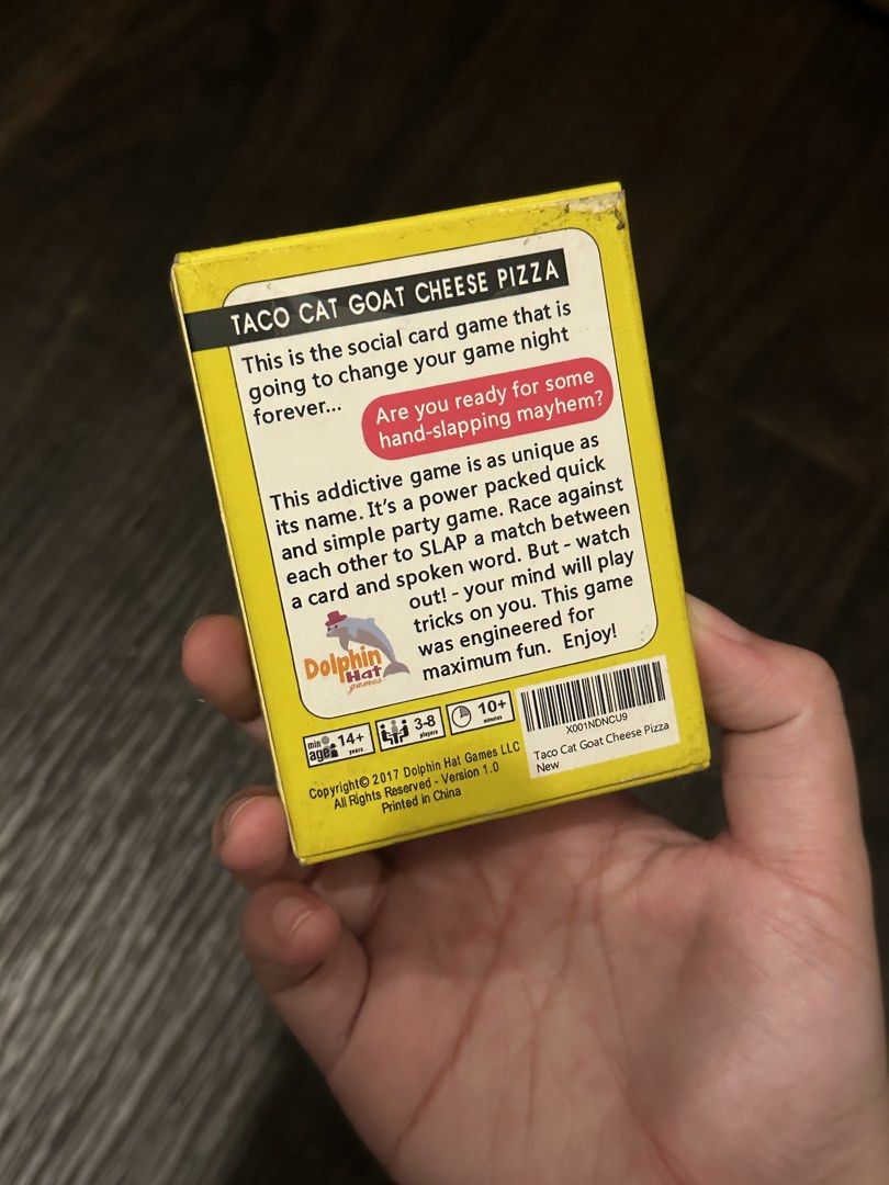 Taco Cat Goat Cheese Pizza Card Game (Category: Board Games & Puzzles) located in Makati City. Submitted by nooktown (Listing ID 1456169945, Image 2). Description: rfs: need funds - all cards are complete - used with care (slight flaws on box) - pm for more details - price negotiable .