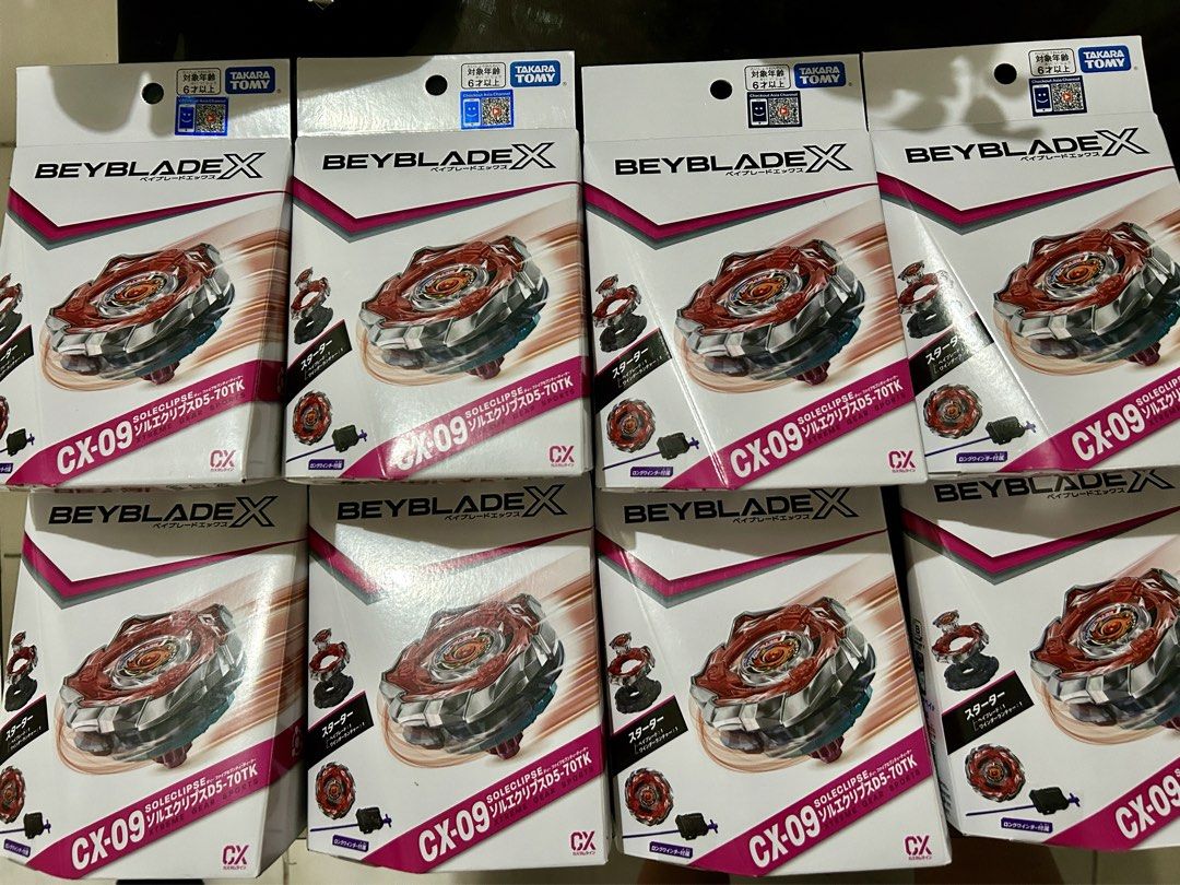 Takara Tomy Beyblade X Sole Eclipse Starter Set (Category: Action & Battle Toys) located in San Fernando. Submitted by kohmonica00 (Listing ID 1456078060, Image 1). Description: BEYBLADE X CX-09 SOLECLIPSE Original Takara Tomy | Brand New | On Hand Beyblade only — ₱250 Launcher + Ripcord — ₱450 Complete Set — ₱600 code 📍 Pampanga | Shipping available 🚚.