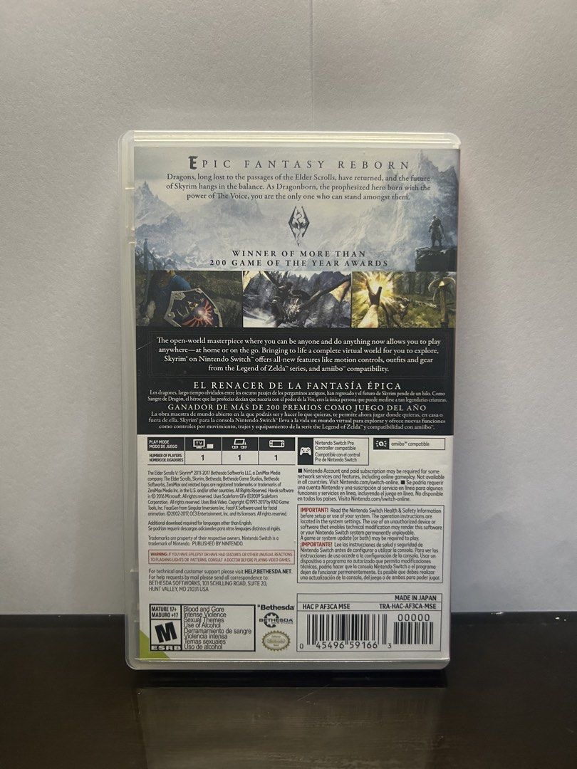 The Elder Scrolls V: Skyrim Nintendo Switch Game (Category: Nintendo) located in Quezon City. Submitted by notna.seller (Listing ID 1456171130, Image 2). Description: Reason for Selling: In college and looking to earn money or find new hobbies - The Elder Scrolls V: Skyrim for Nintendo Switch - Includes Dawnguard, Hearthfire, and Dragonborn expansions - Game cartridge and original case included - Game bought in 2019, but only used once QC Area, D