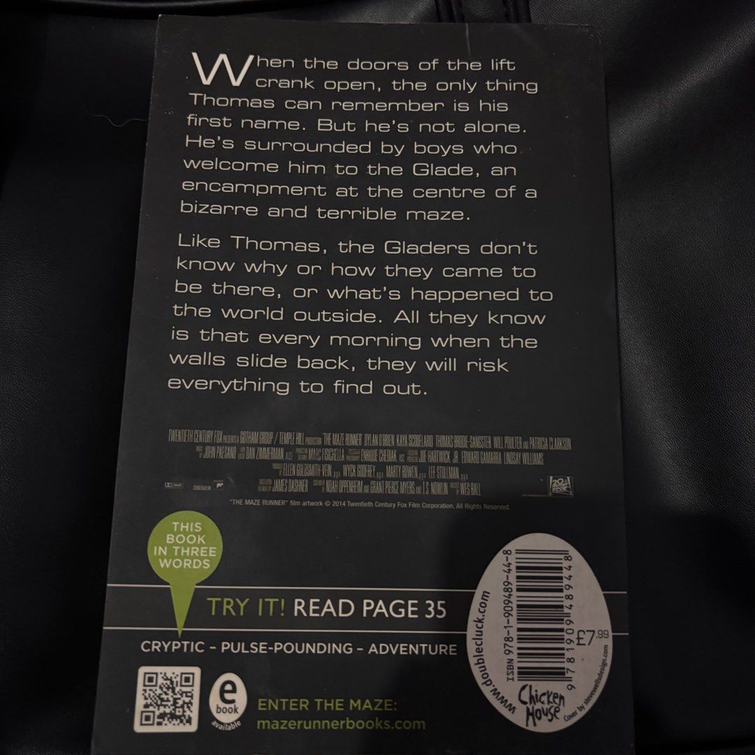 The Maze Runner by James Dashner (Category: Storybooks) located in San Rafael. Submitted by madzackerman (Listing ID 1456215951, Image 2). Description: maze runner 1st book dm me for more pics.